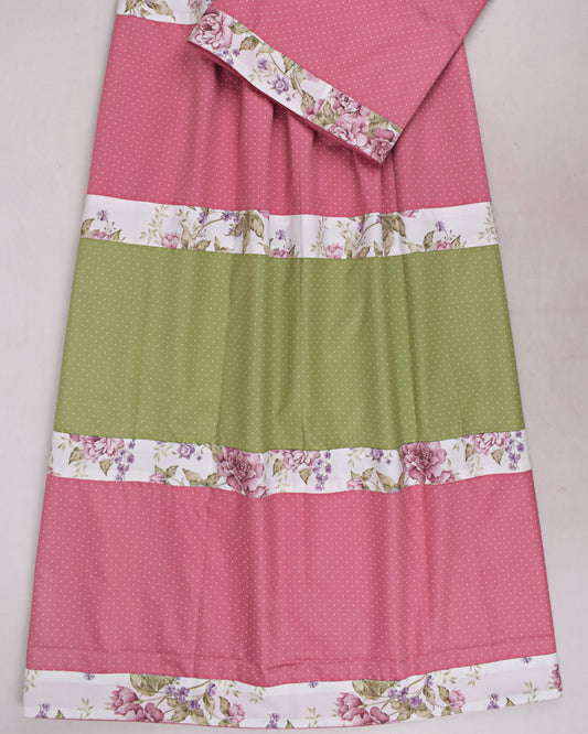 Green & Onion Pink Rida With Block Pattern