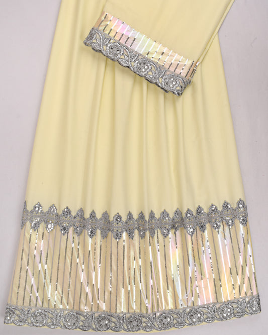 Lemon Yellow Rida With Smart Sequence Lace & Panel