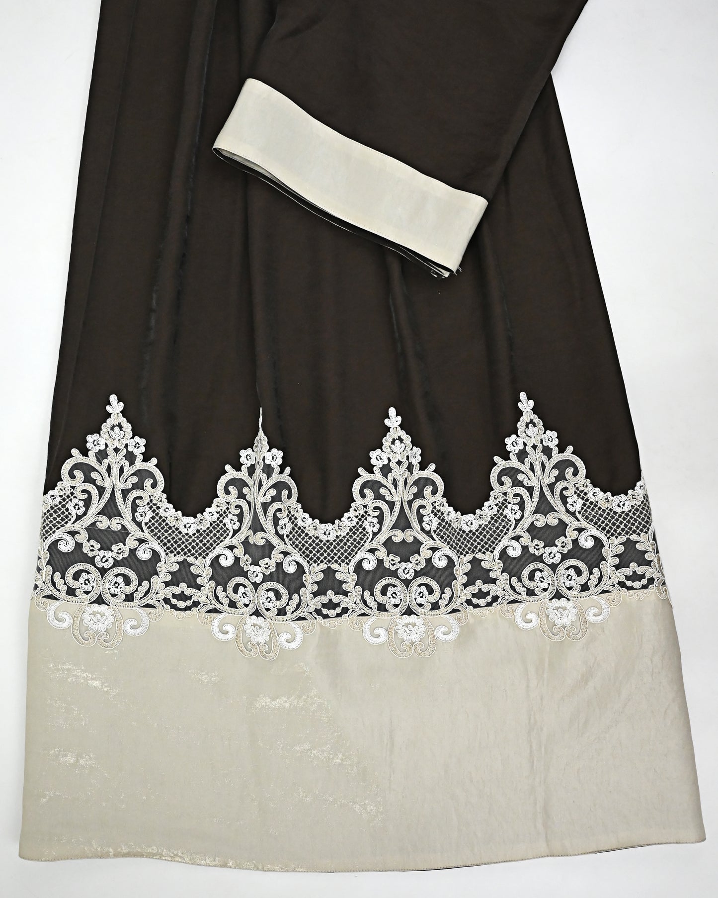 Carob Brown Rida With Smart Imported Lace & Smart Plain Panel