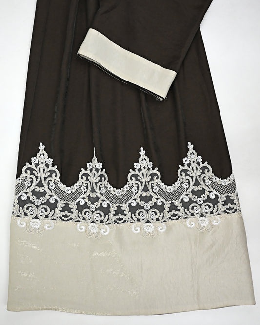 Carob Brown Rida With Smart Imported Lace & Smart Plain Panel