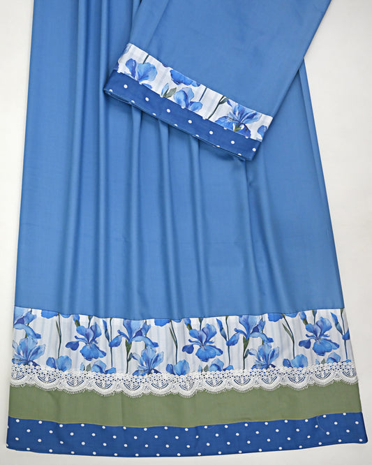 Ice Blue Rida With Smart Floral Panel & Smart Lace