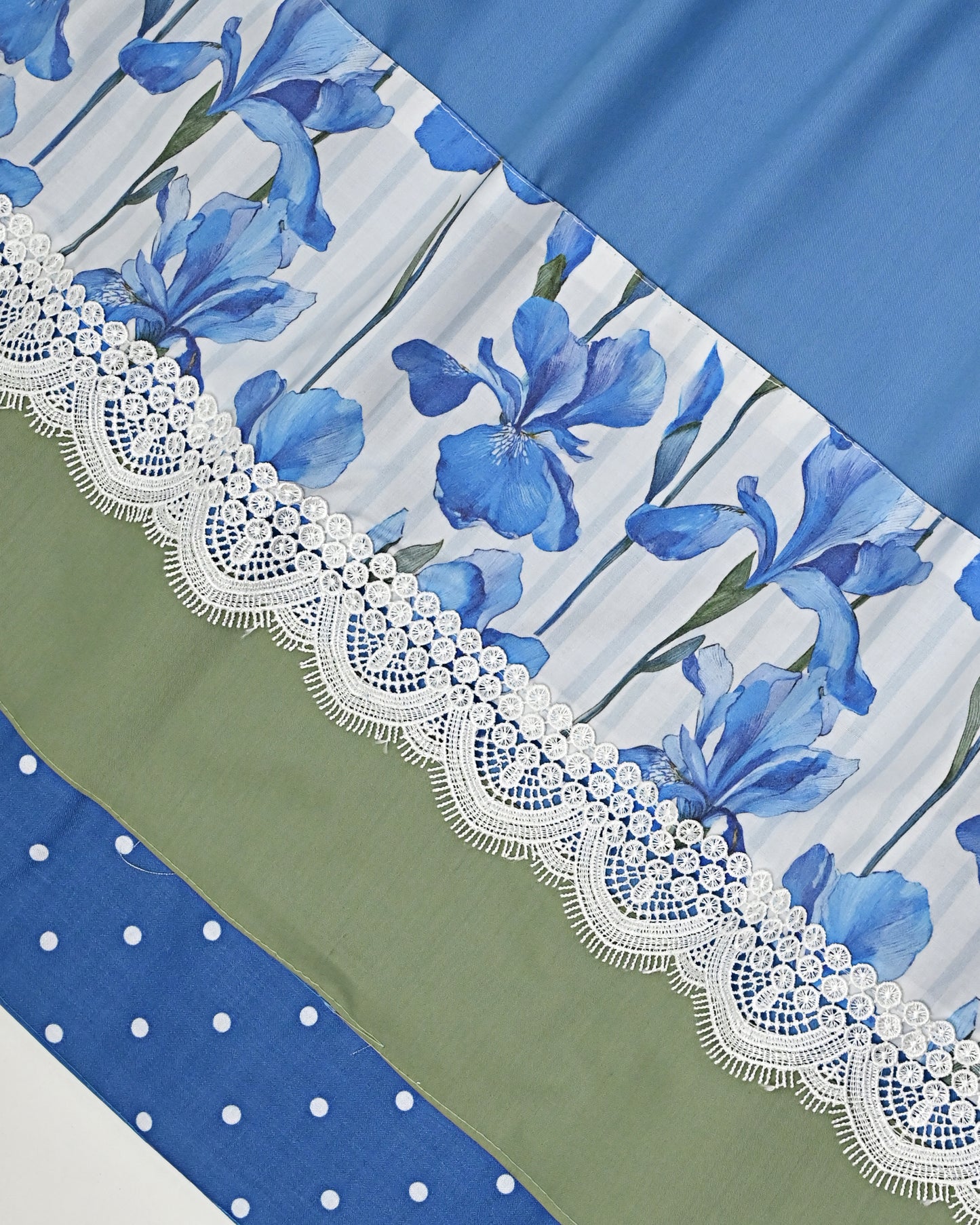 Ice Blue Rida With Smart Floral Panel & Smart Lace