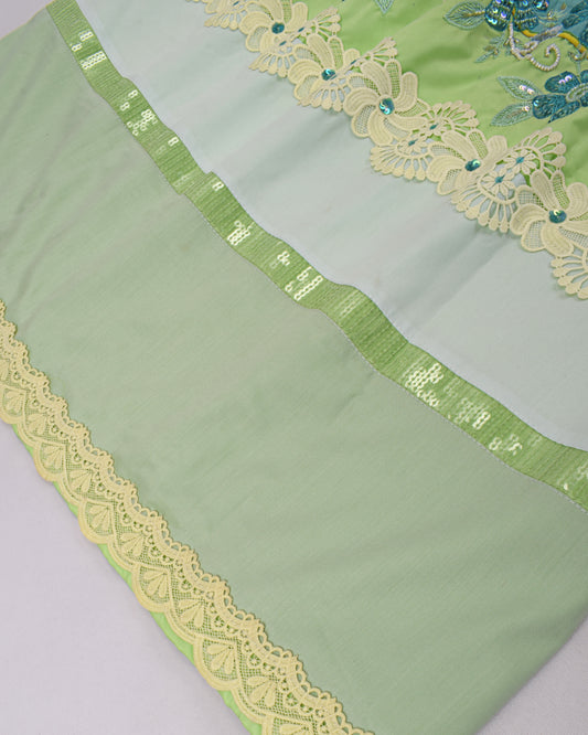 Light Green Rida With Smart Panel & Aari Work Bunch