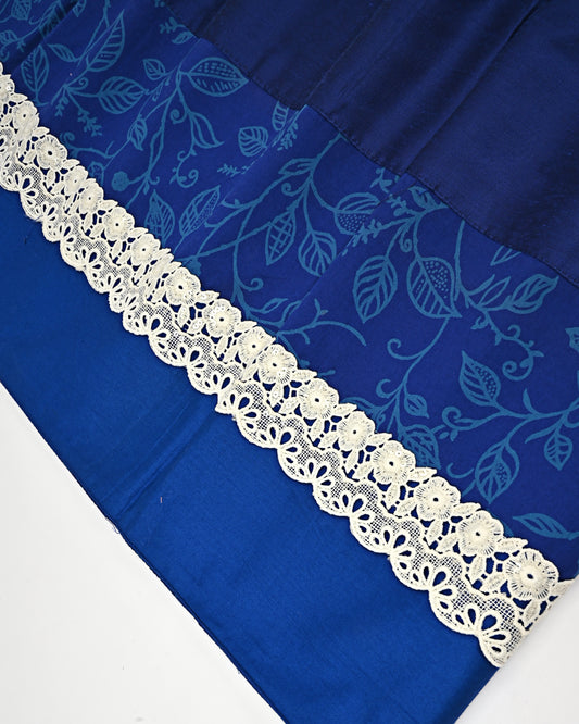 Royal Blue Printed Rida With Smart Panel & Smart Lace