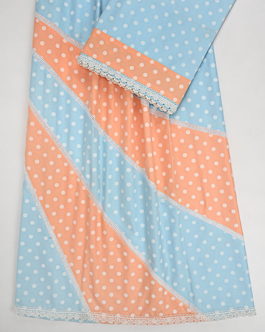 Blue & Peach Dots Rida With Smart & Fancy Pattern