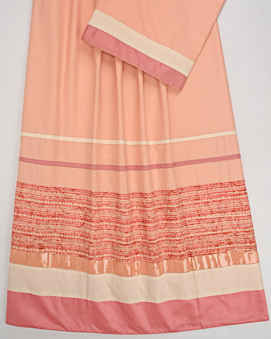 Peach Rida With Smart Panel Sequence Lace & Pipin