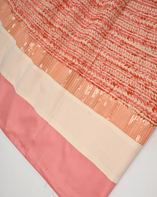 Peach Rida With Smart Panel Sequence Lace & Pipin