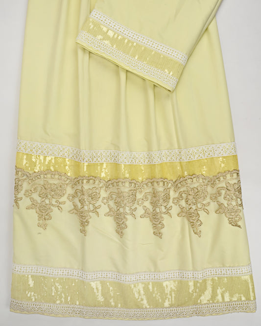 Lemon Yellow Rida With Smart Sequence Lace & Golden Lace