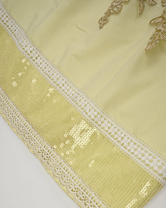 Lemon Yellow Rida With Smart Sequence Lace & Golden Lace