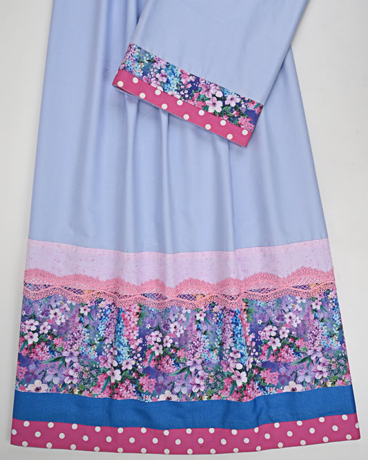 Sky Blue Rida With Smart Floral Panel & Smart Lace