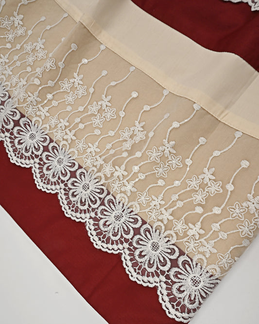 Beige Rida With Smart Dark Panel & Floral Lace
