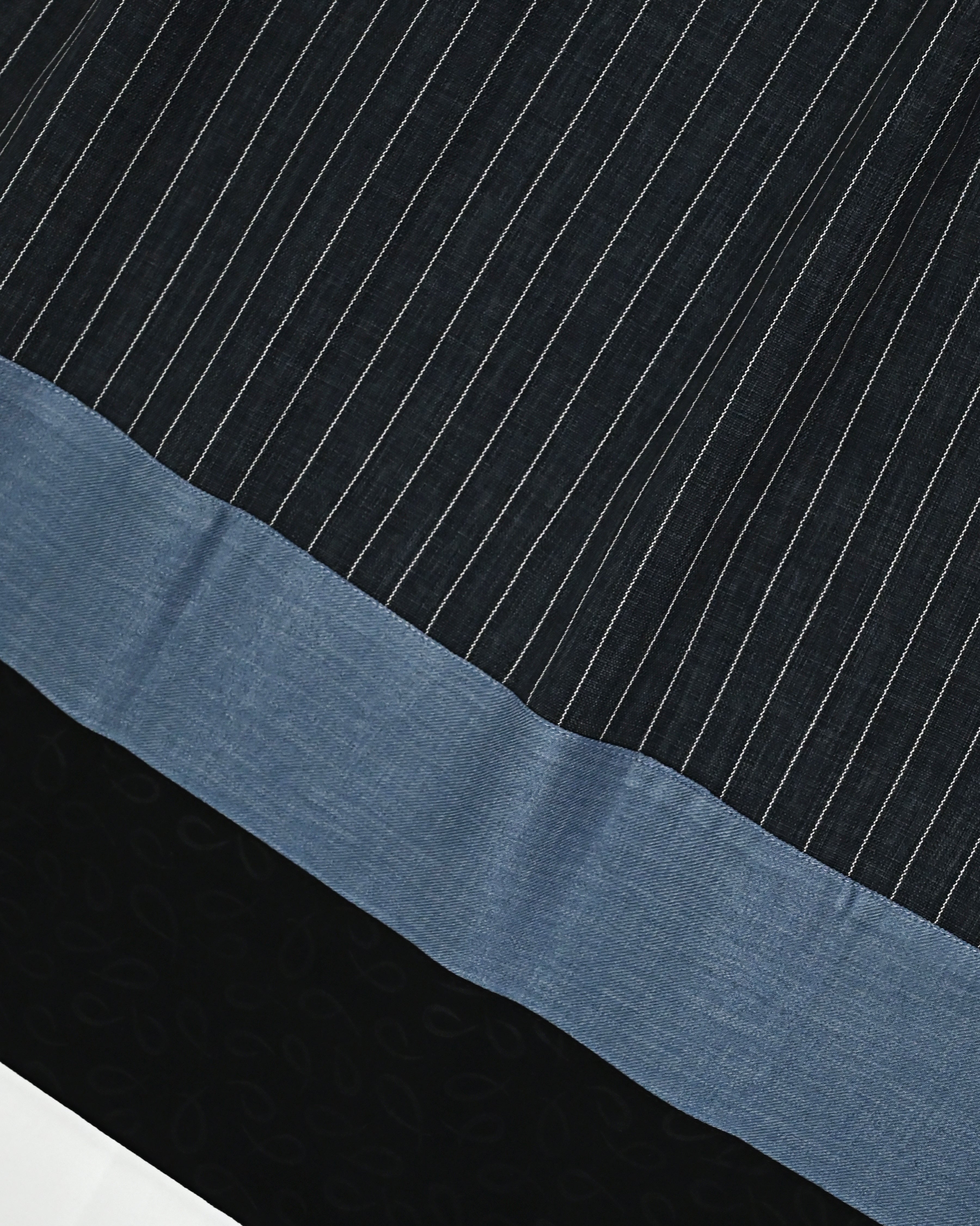Black White Lining Rida With Smart Plain Grey Black Self Print Panel