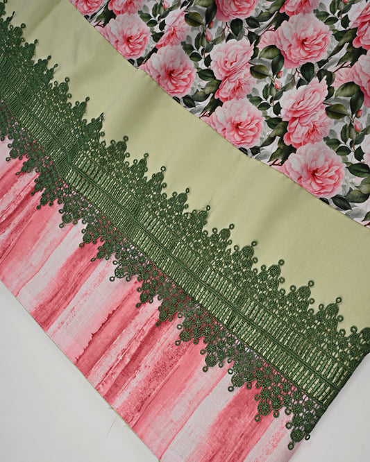 Pistachio Rida With Smart Floral Panel & Lace