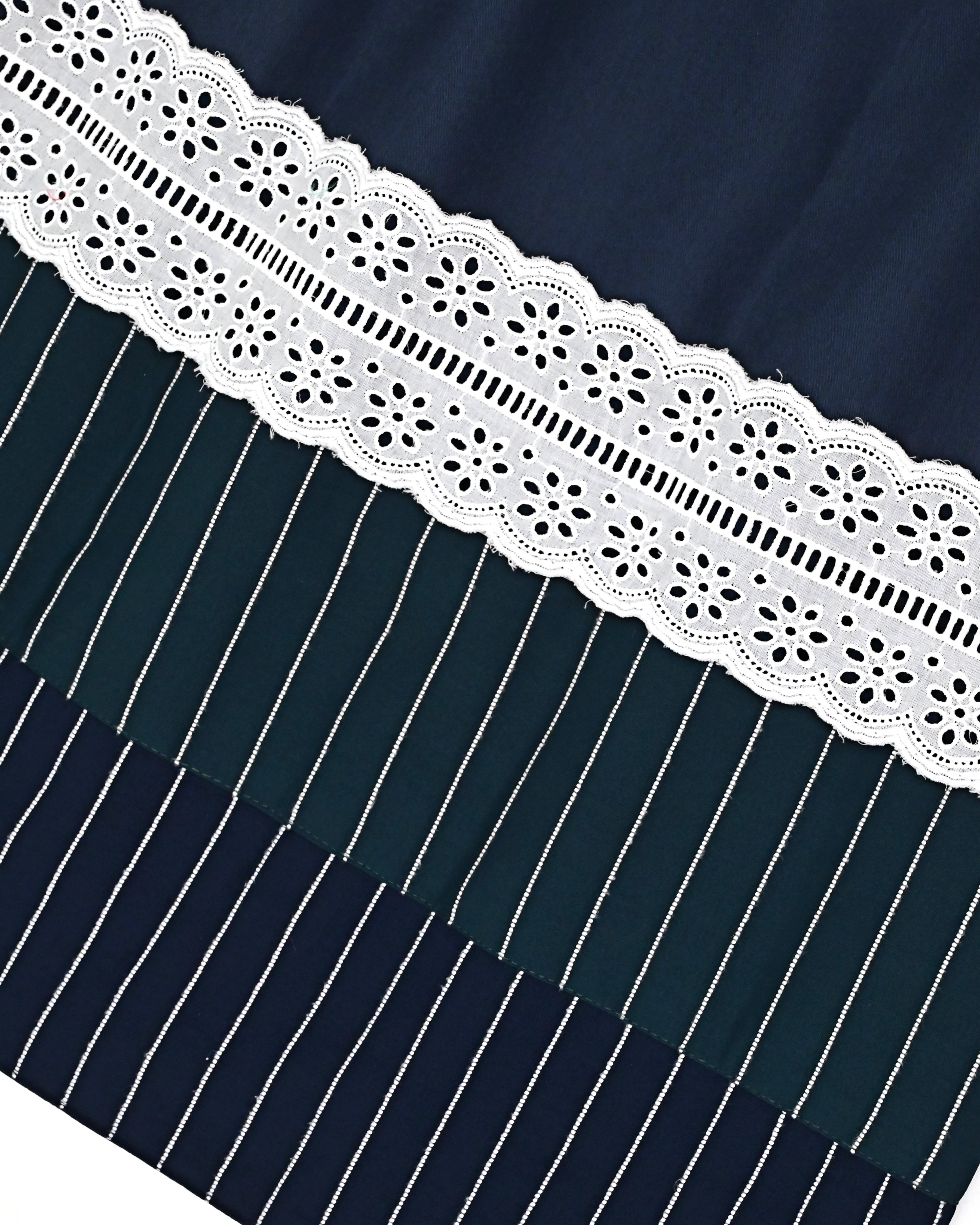 Dark Charcoal Blue Rida With Smart Lace & Dark Color Stripes Panel