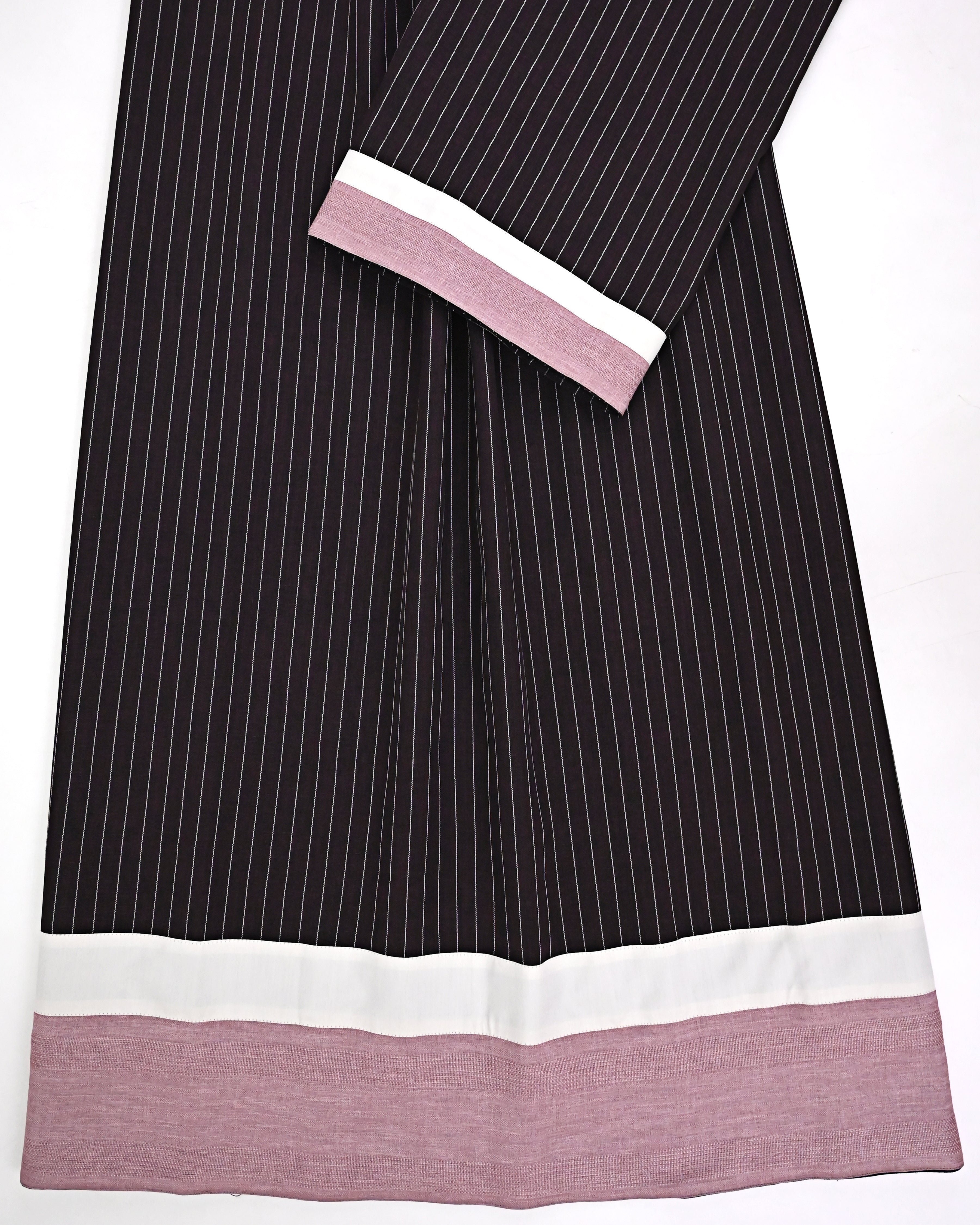 Charcoal Brown White Stripes Rida With Off White & Pink Panel