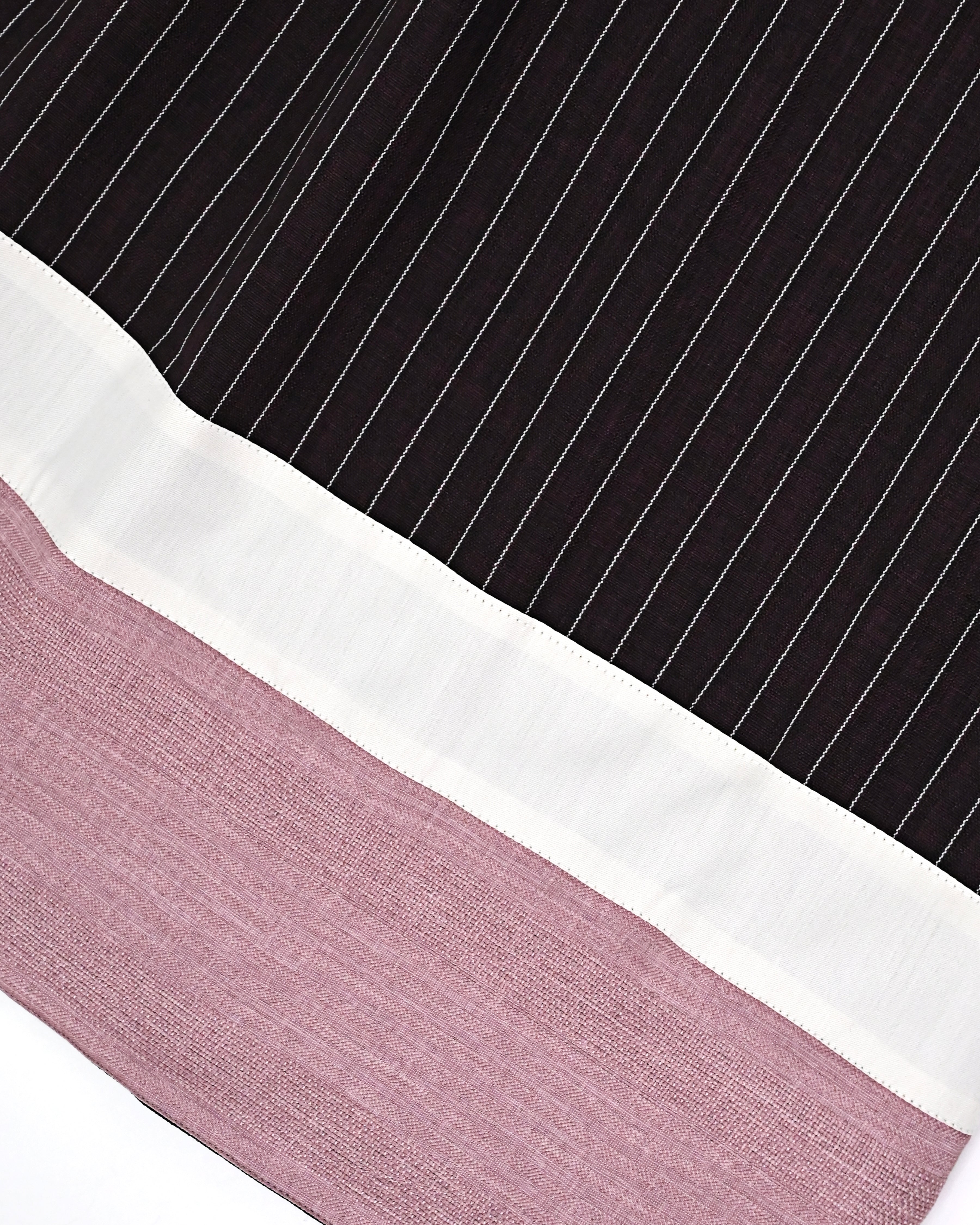Charcoal Brown White Stripes Rida With Off White & Pink Panel