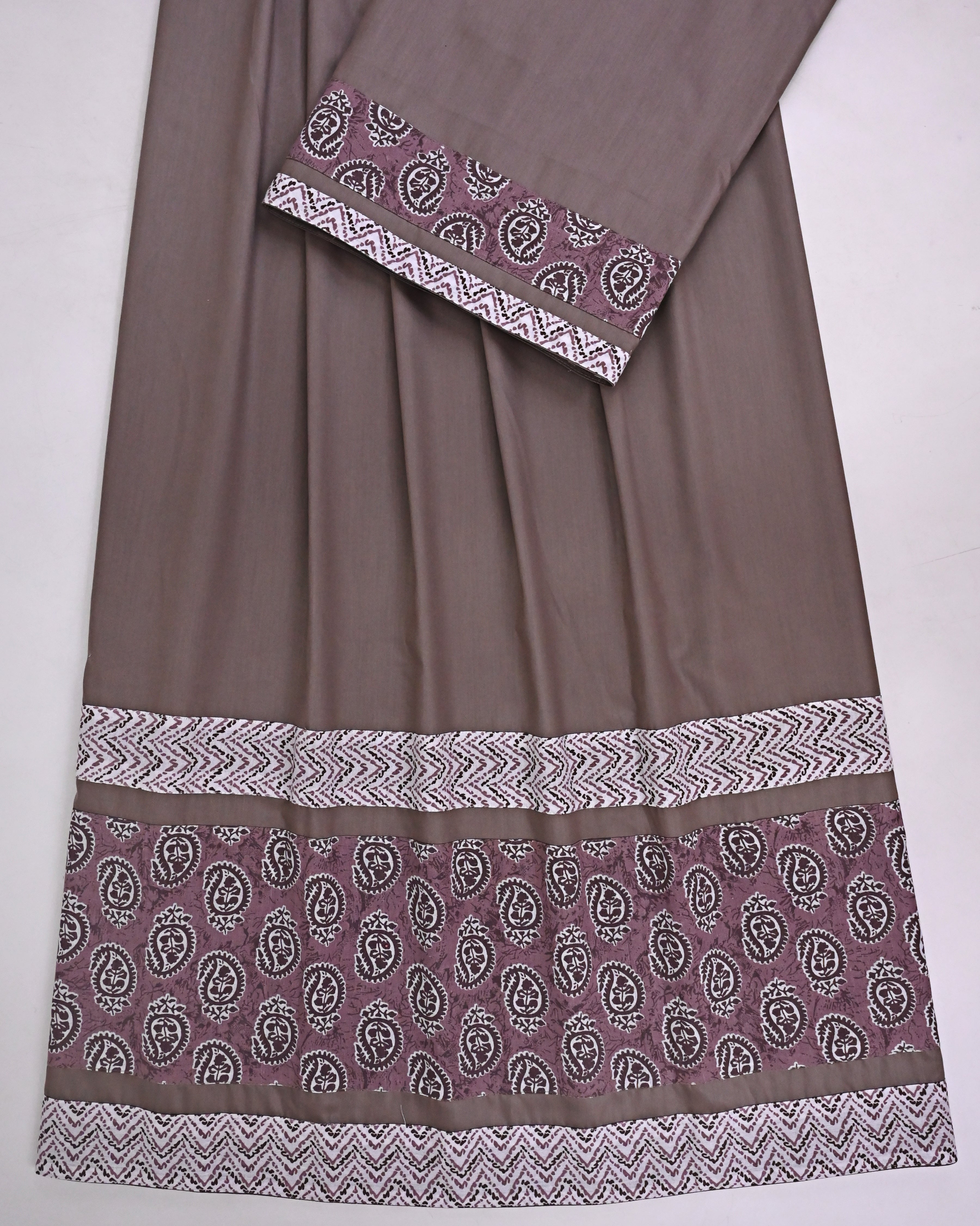 Dusky Mauve Rida With Smart Marvi Print Panel & Smart Look