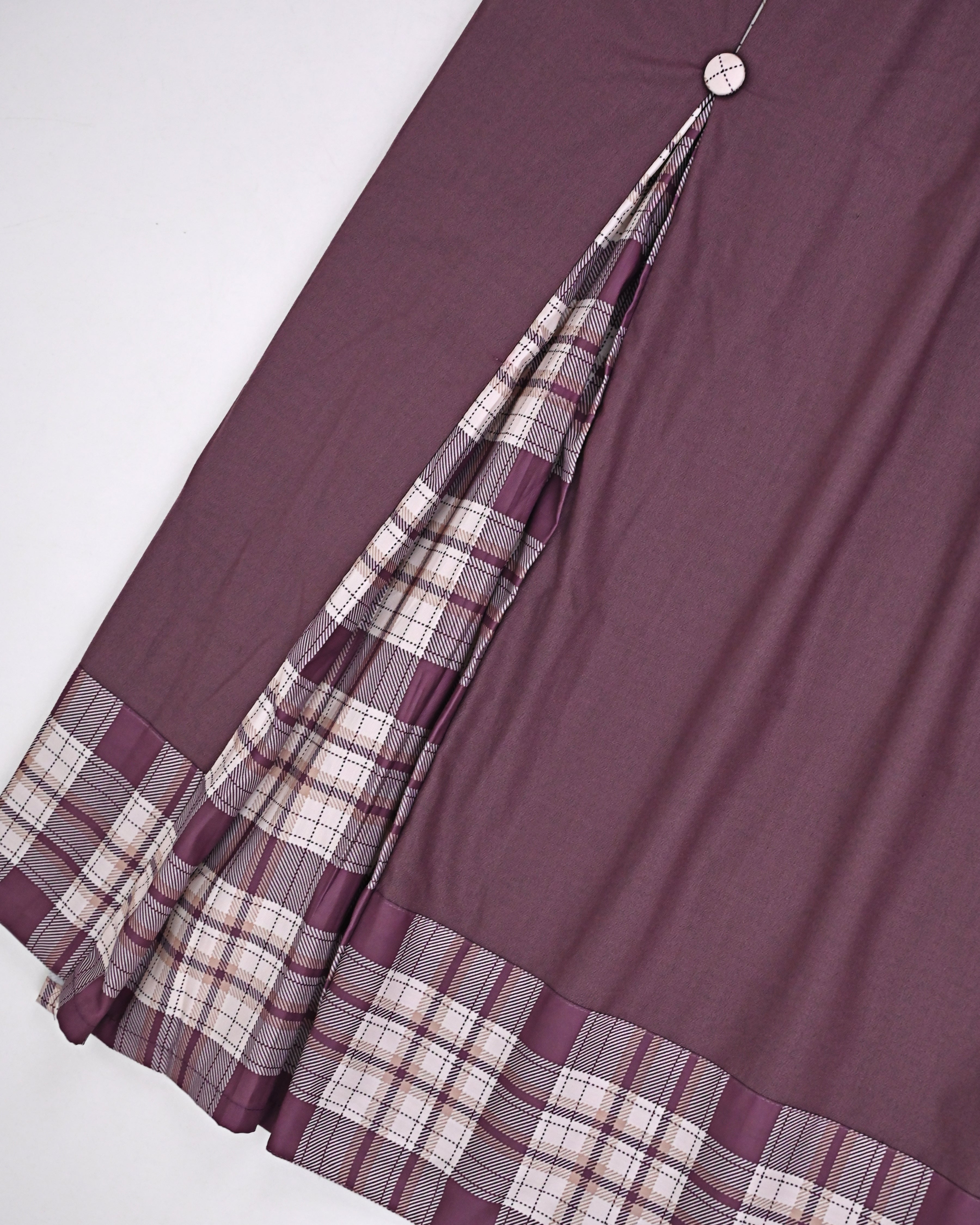Mauve Rida With Smart Checks Panel & Skirt Button Pattern-1400/-