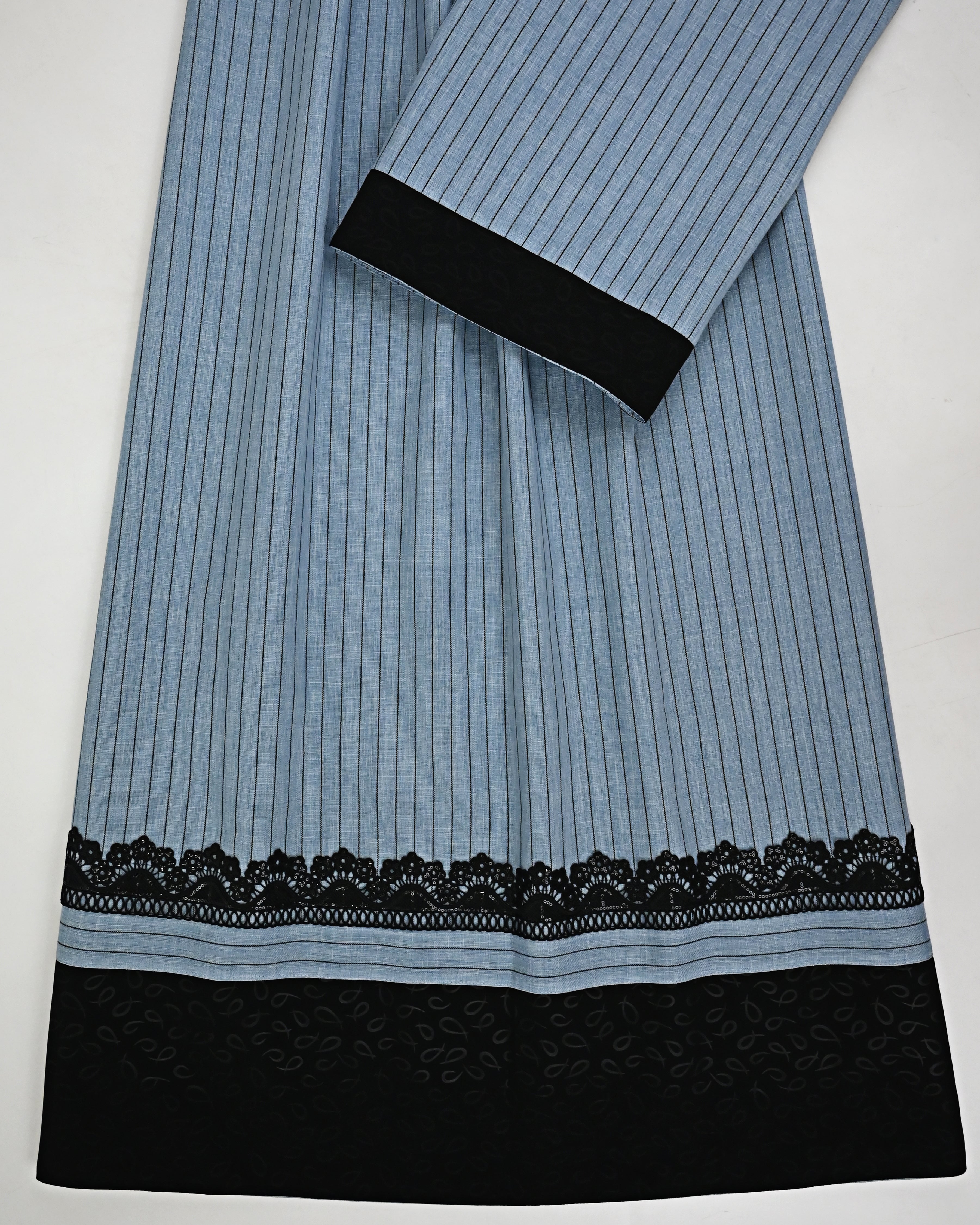 Denim Blue Black Lining Rida With Smart Black Self Print Panel & Black Lacing-1150/-