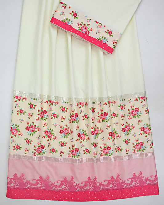 Ivory Rida With Smart Floral Panel & Sequence Floral Lacing