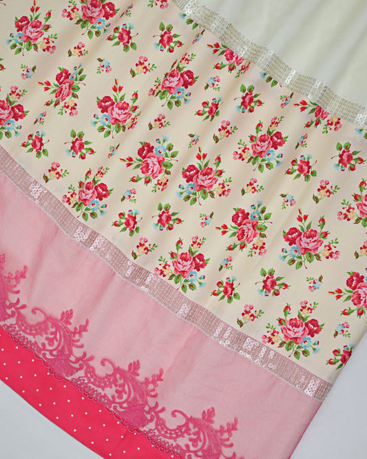Ivory Rida With Smart Floral Panel & Sequence Floral Lacing