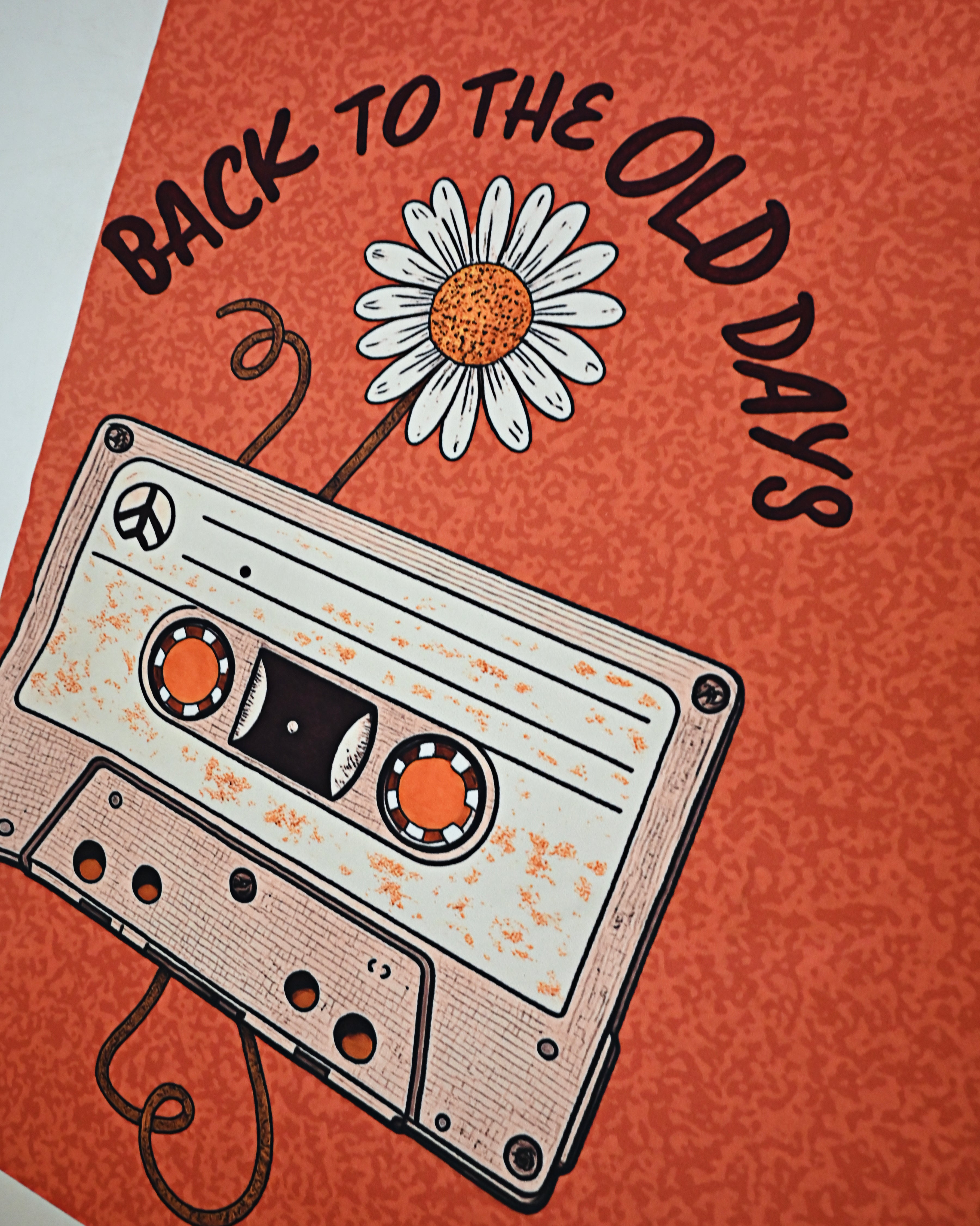 Rusty Orange Swim Wear With Cassate Image Print & Back to Old Days Print