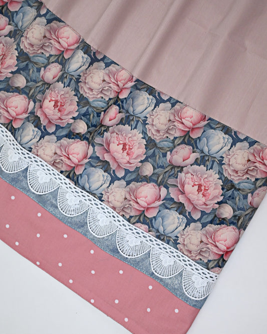 Dusty Pink Rida With Floral Print Panel & Smart Lacing