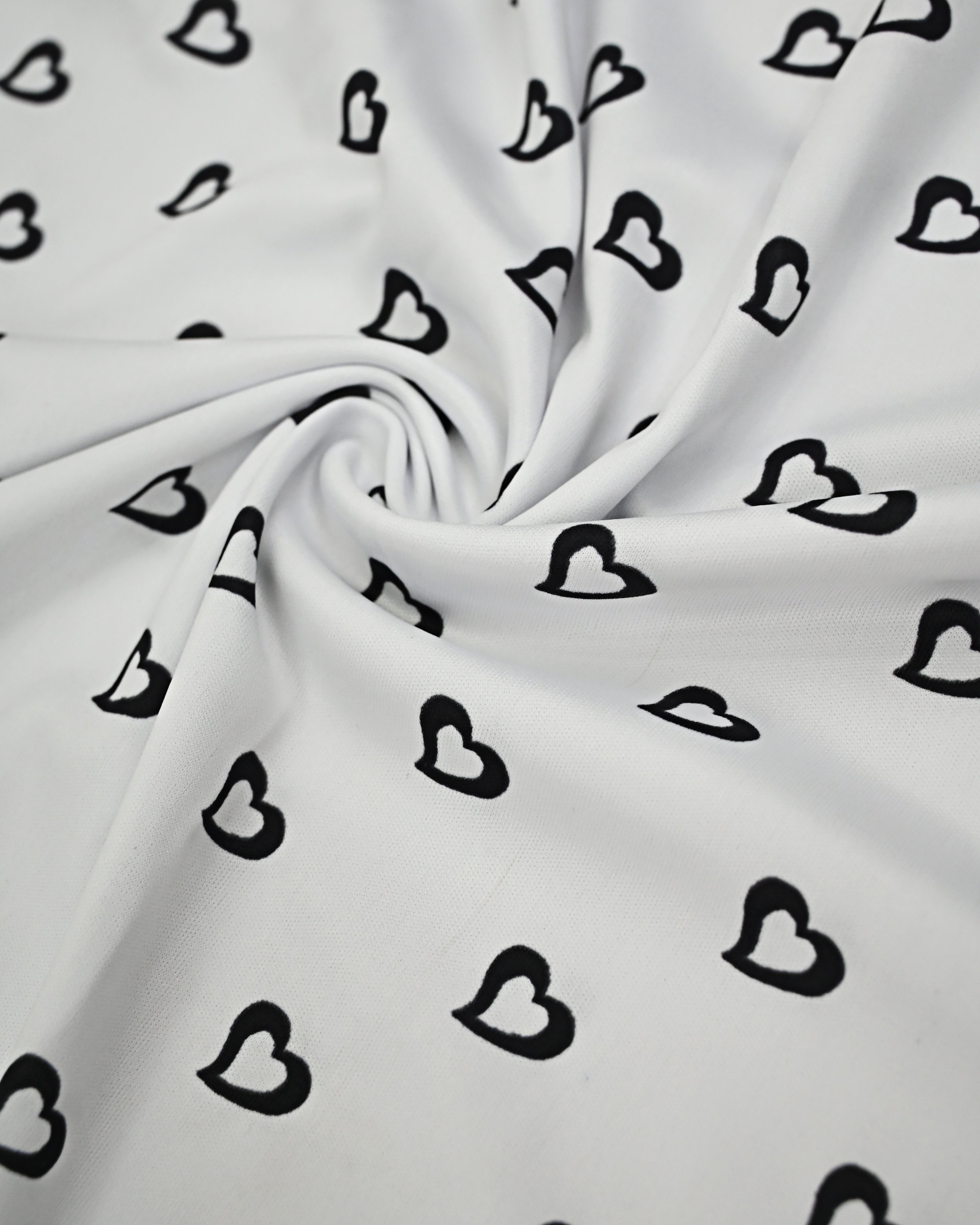 White Base Black Heart Print Swim Wear With Black Base Polo Printed