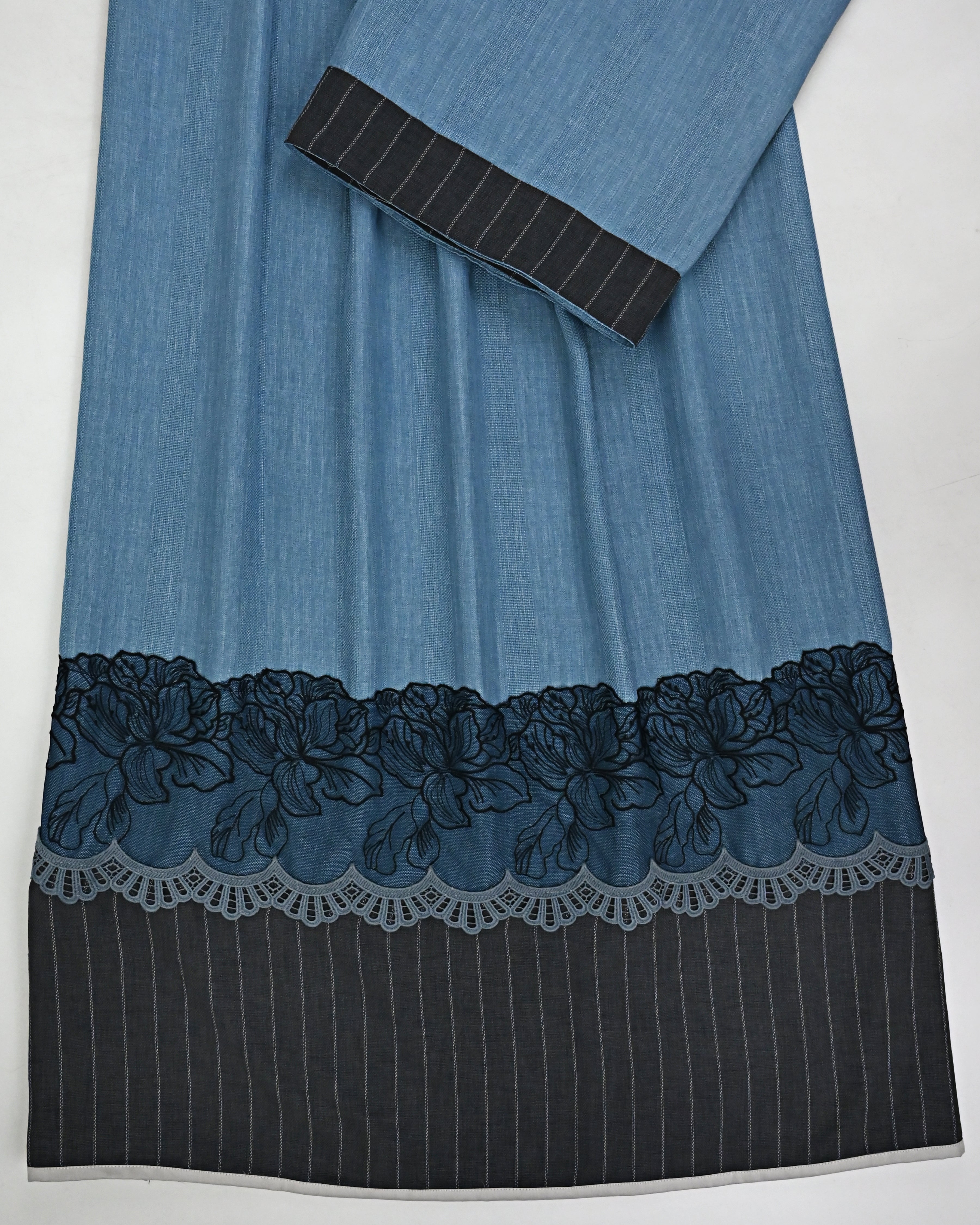 Steel Blue Rida With Smart Black Floral Lace & Smart Charcoal Lining Panel