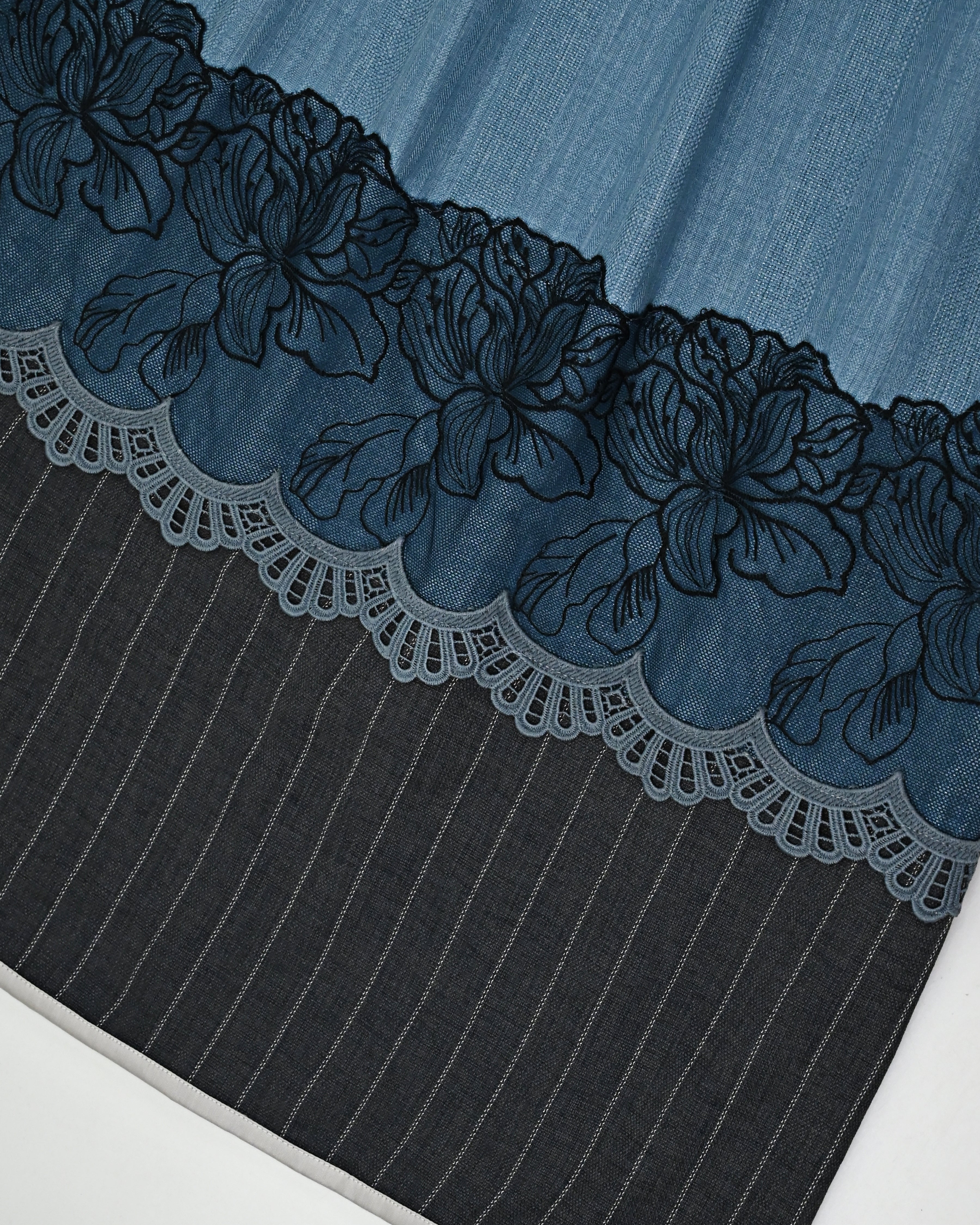 Steel Blue Rida With Smart Black Floral Lace & Smart Charcoal Lining Panel