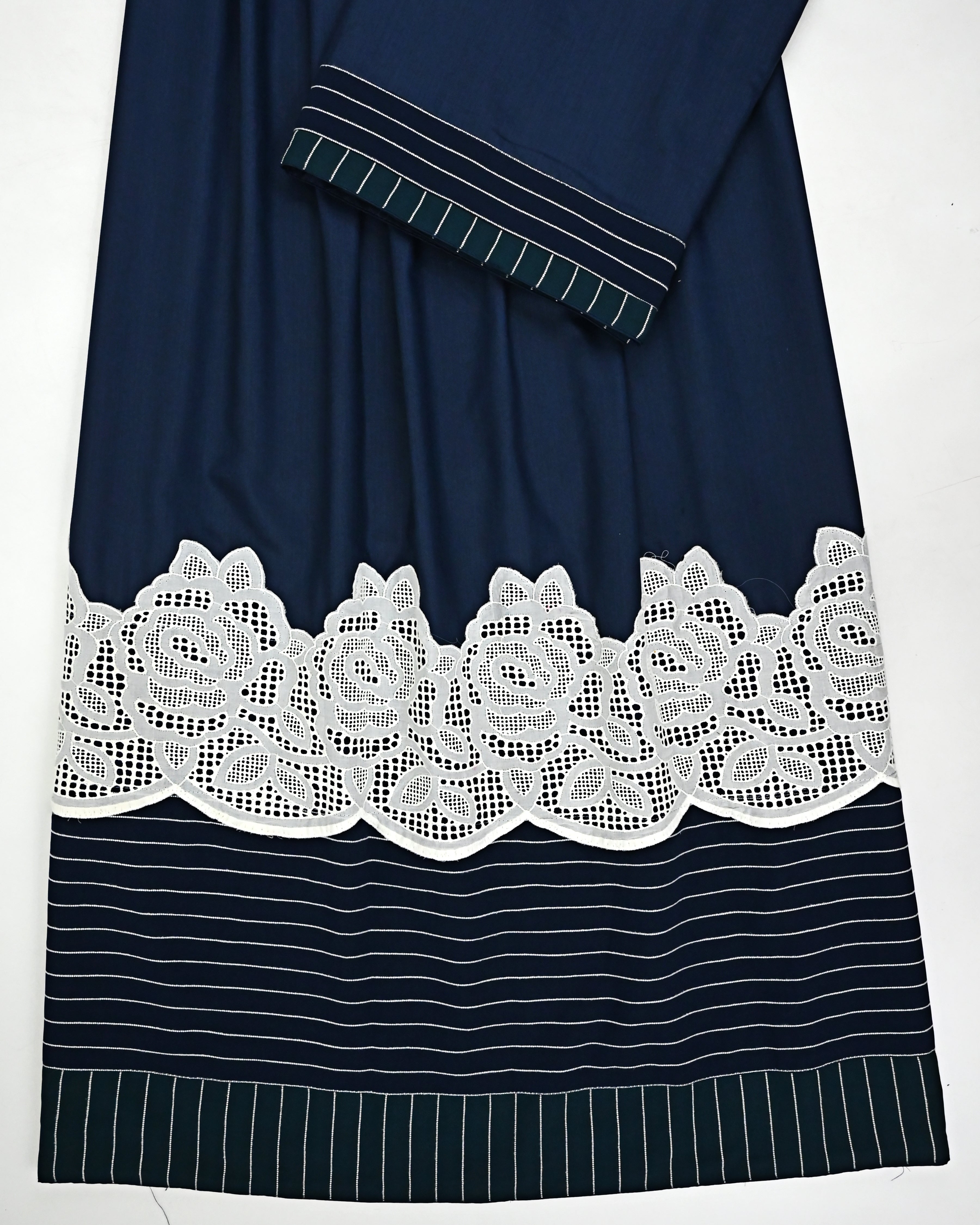 Navy Blue Rida With Smart Floral Lace & Smart Linng Panel