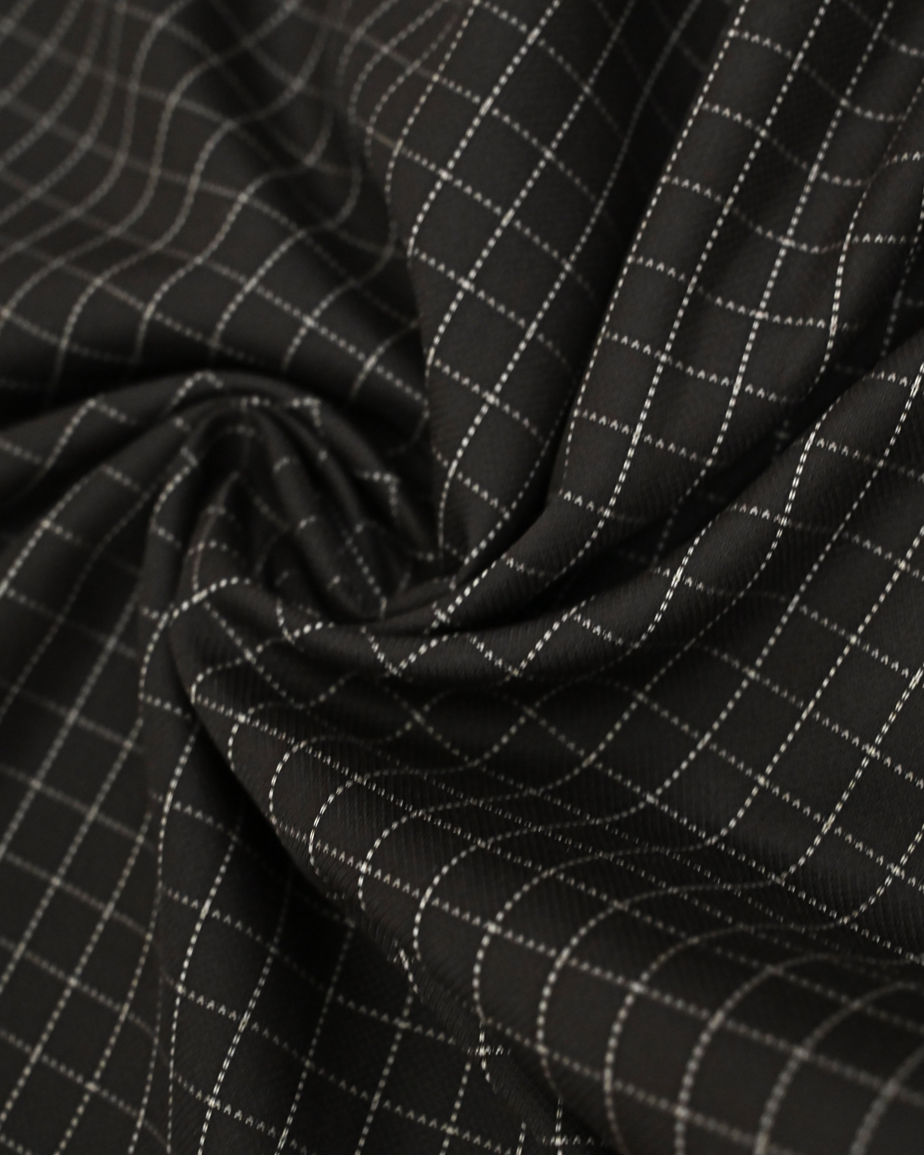Dark Brown Checks Rida With Brown Cream Panel & Smart Floral Lace