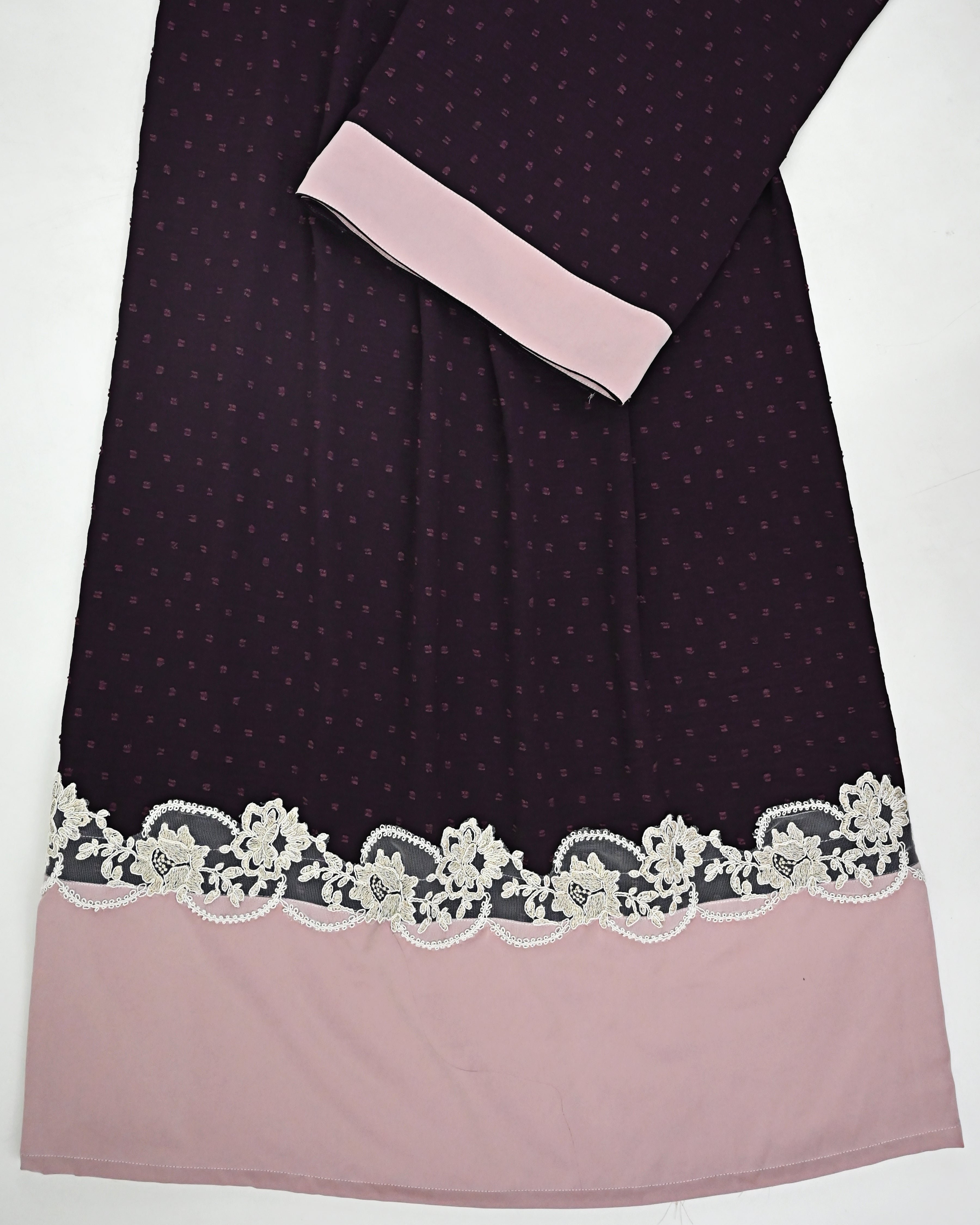 Deep Plum Rida With Smart Floral Lace & Smart Light Pink Panel