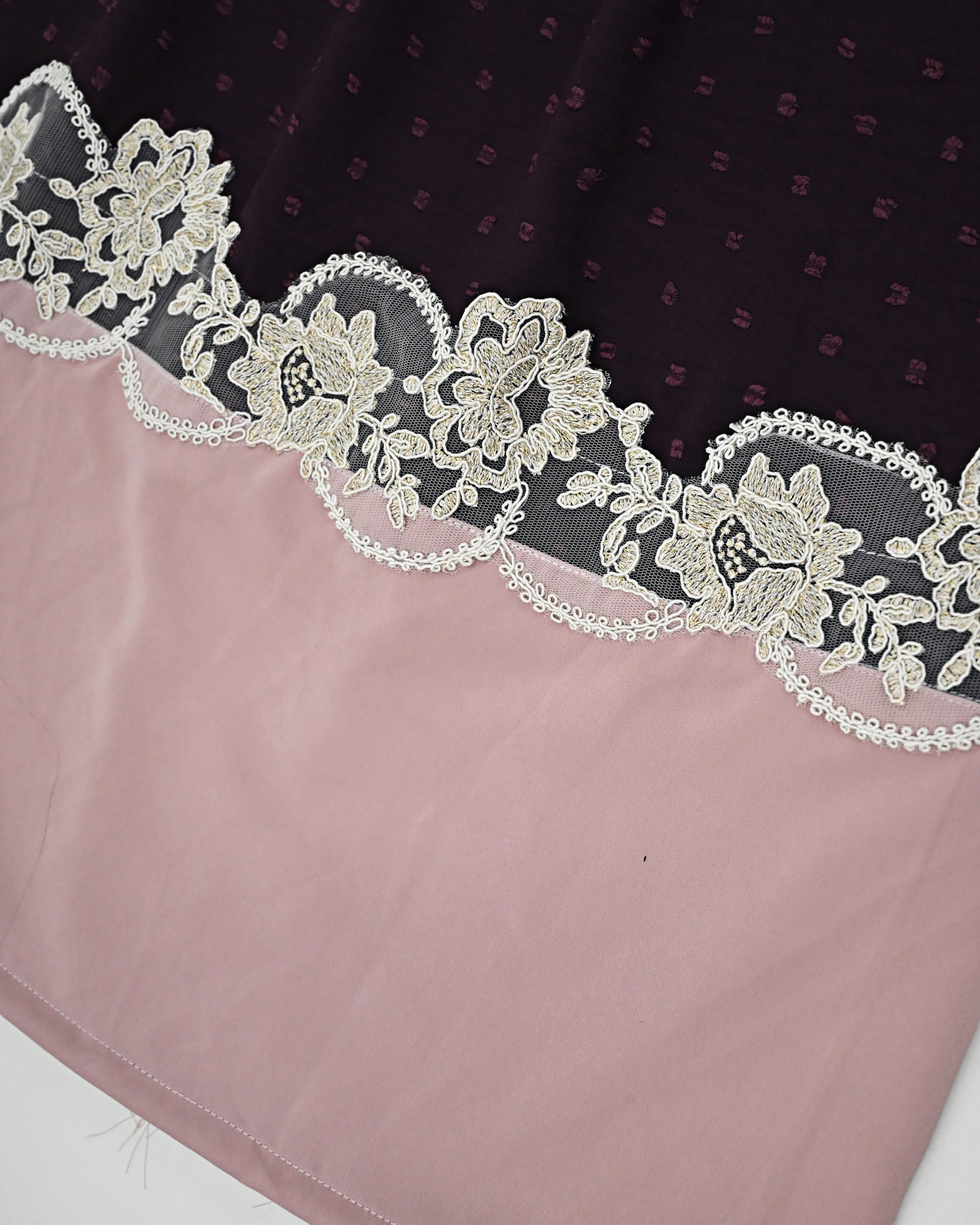 Deep Plum Rida With Smart Floral Lace & Smart Light Pink Panel