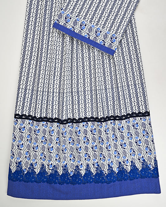 White Base Batik Rida With Smart Batik Panel & Lacing-1100/-