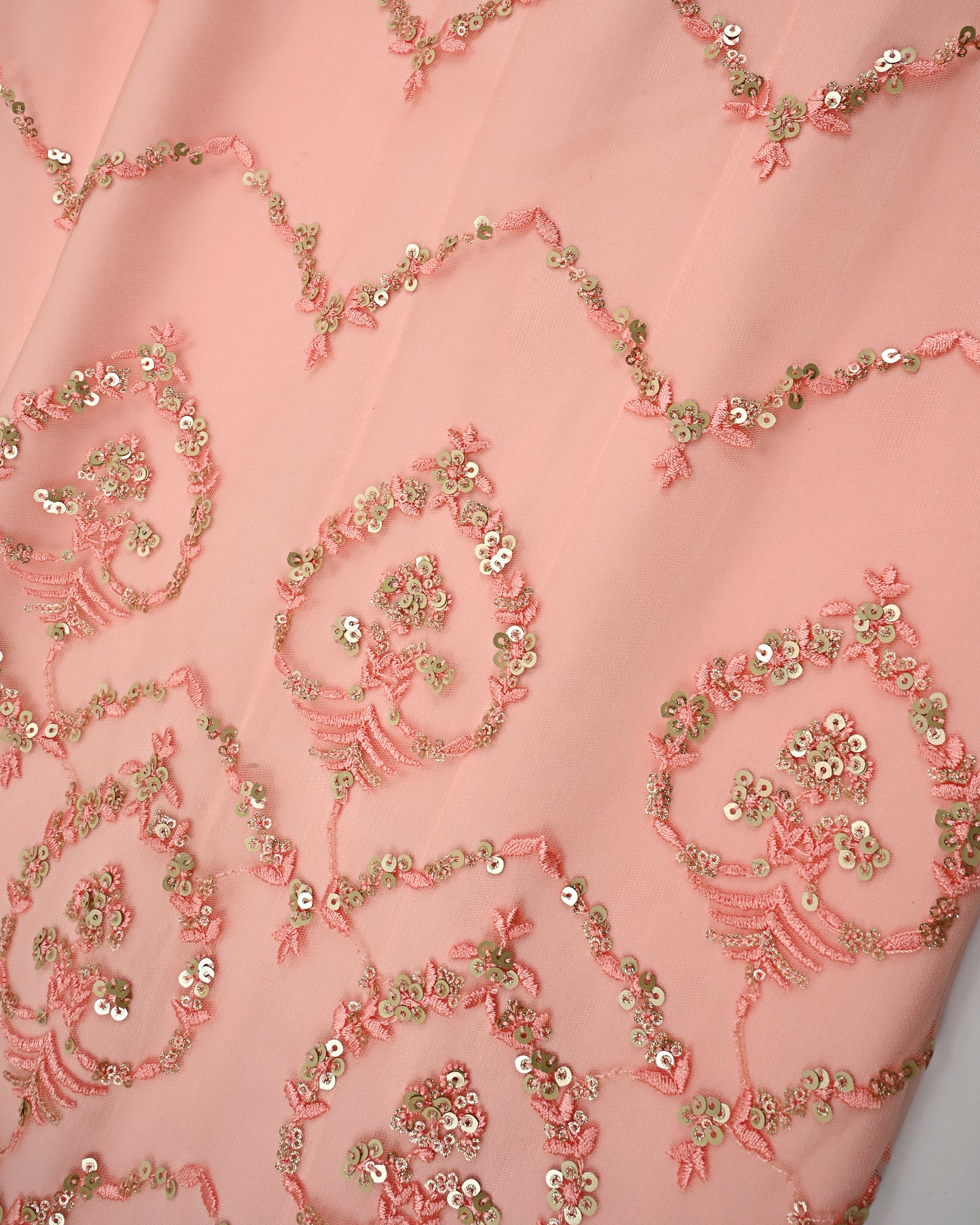 Peach Rida With Smart Heavy Look Net Peice