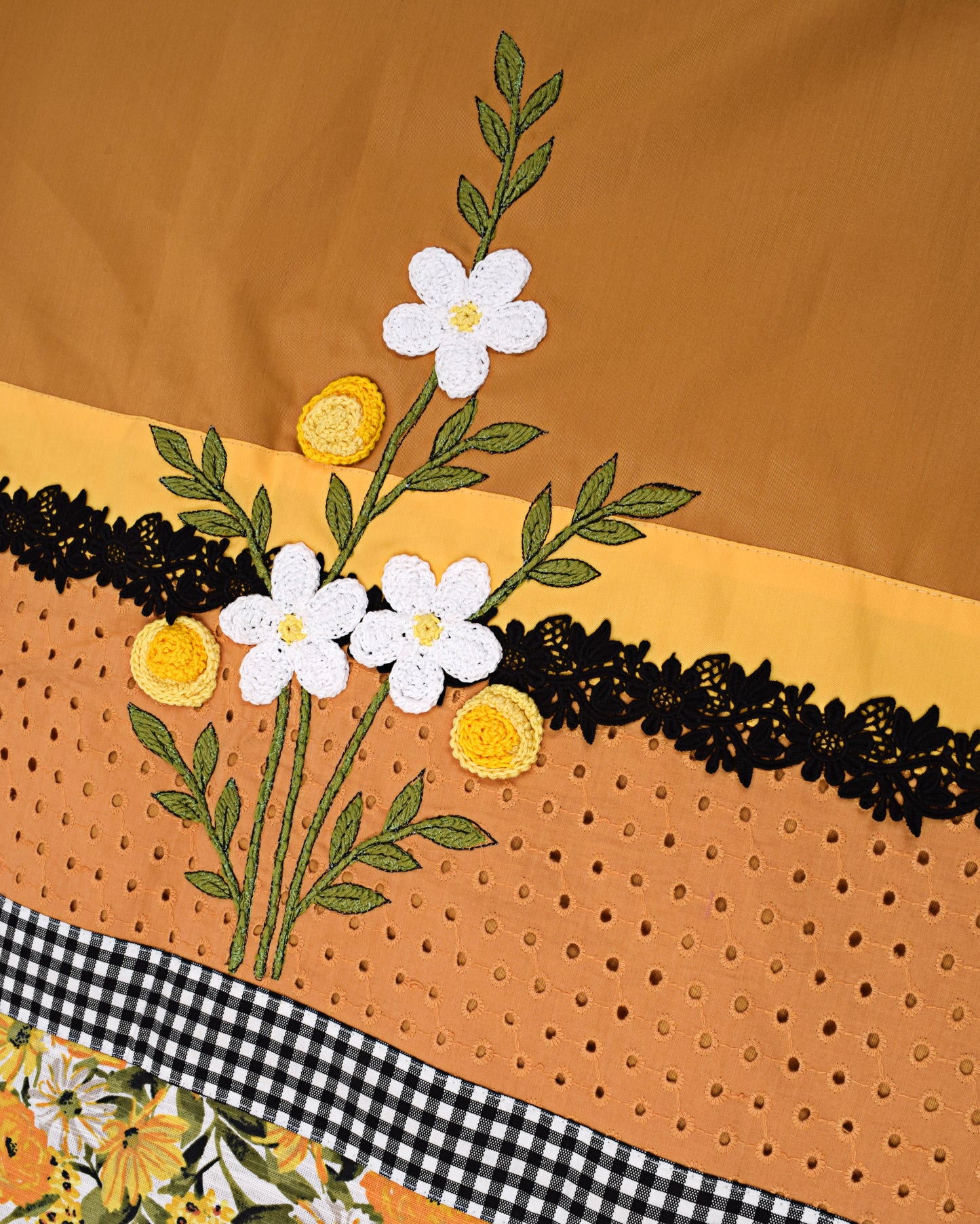 Mustard Yellow Rida With Sunflower Panel & Lite Work