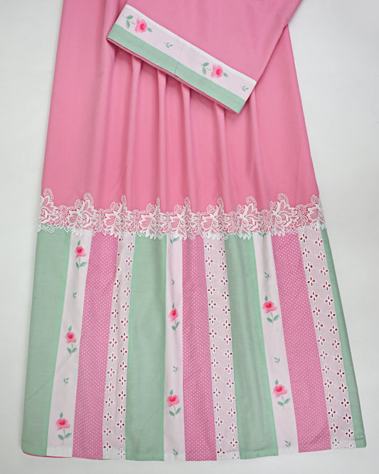 Brink Pink Rida With Smart Lace & Smart Different Patta Pattern