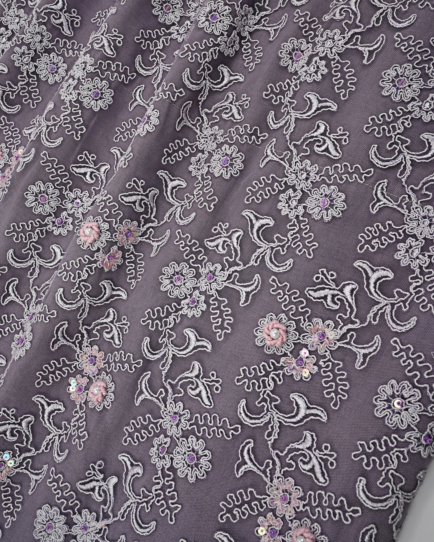 Dark Mauve Rida With Heavy Full Lace & Aari Work Touch Up