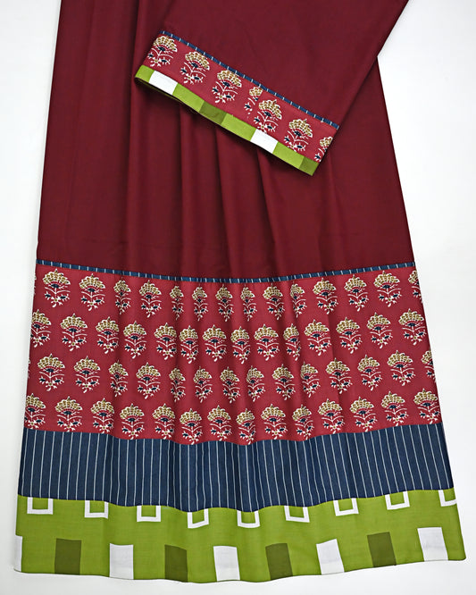 Cranberry Red Rida With Smart Batik Panel & Smart Other Panel