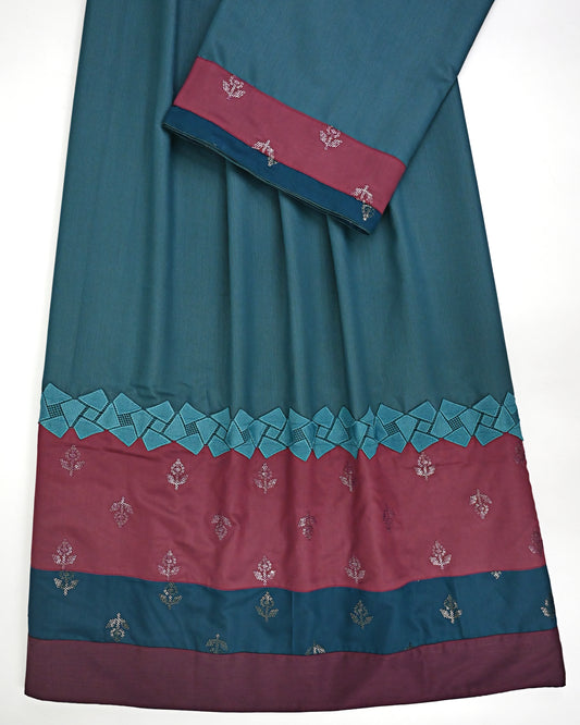 Viridian Green With Dark Panel Floral Booties & Smart Design Lace