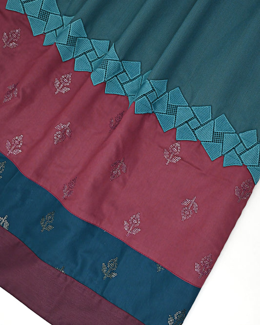 Viridian Green With Dark Panel Floral Booties & Smart Design Lace