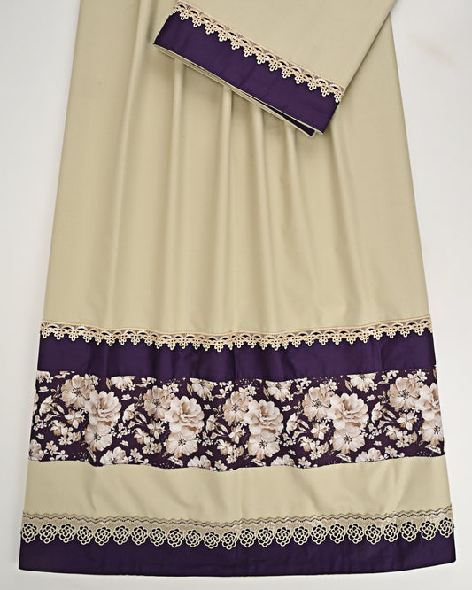 Sage Green Rida With Smart Dark Floral Design Panel & Lace