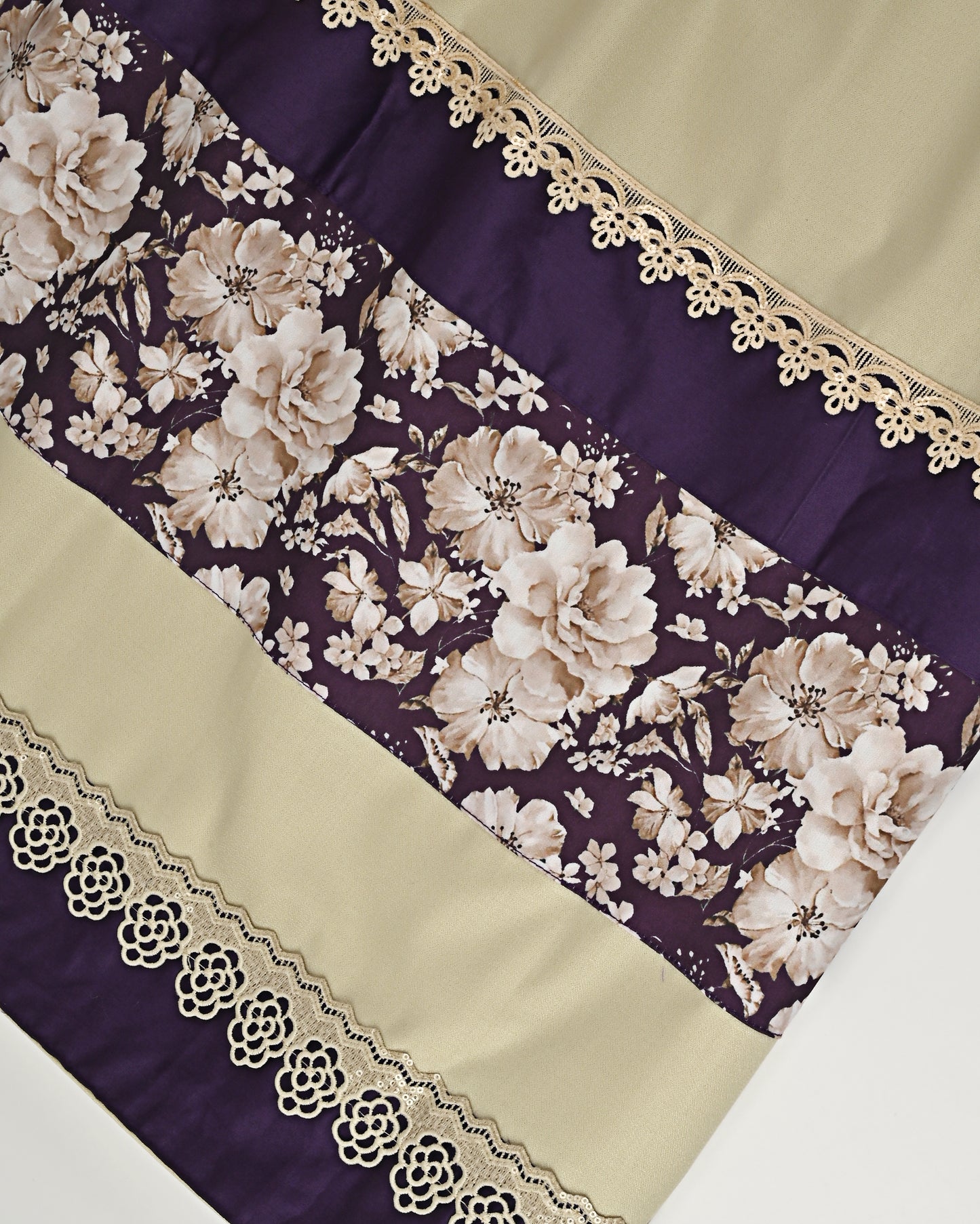 Sage Green Rida With Smart Dark Floral Design Panel & Lace