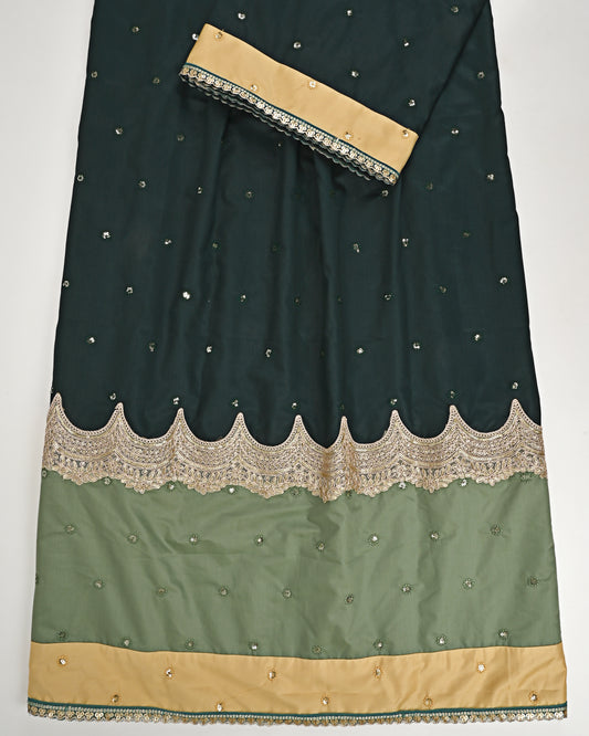 Dark Green Based Booties Rida With Golden Lace & Smart Panel