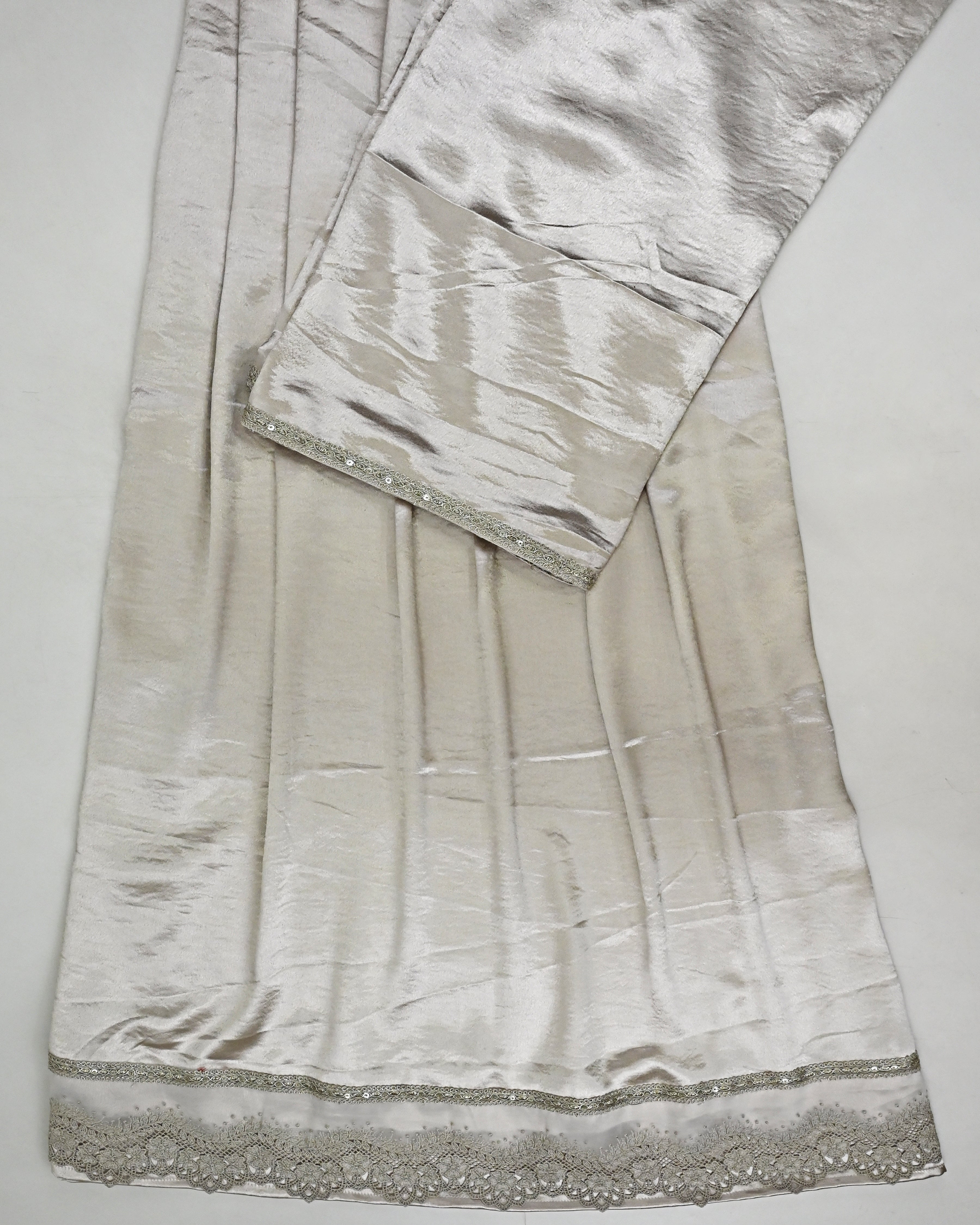 Metallic Beige Milane Foil Rida With Smart & Shining Lace