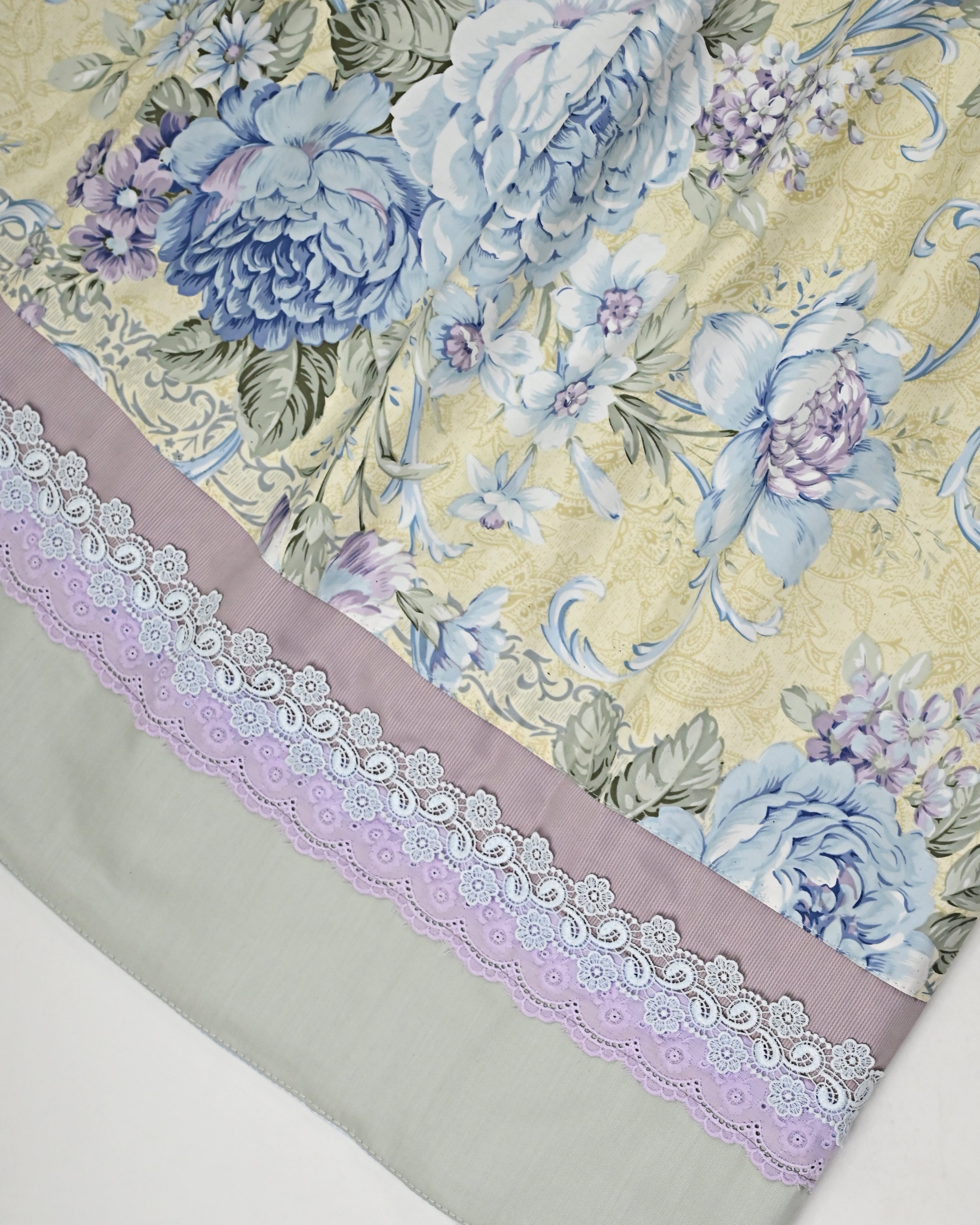 Sky Blue White Checks Rida With Imported Floral Print Panel & Smart Lacing