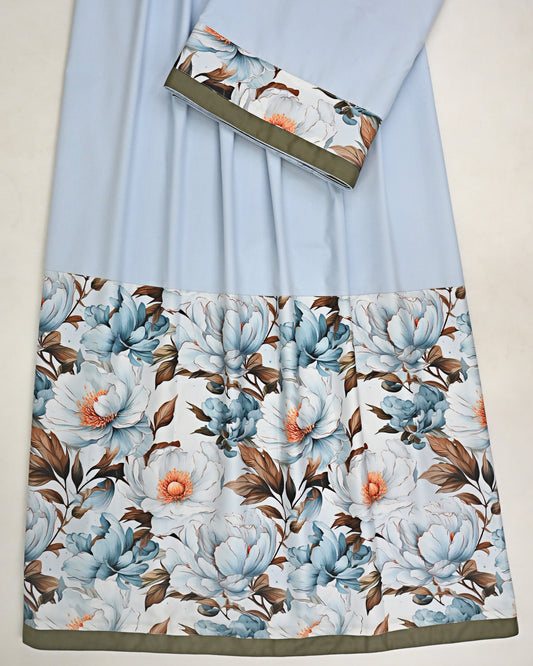 Light Aqua Blue Rida Smart Floral Imported Panel