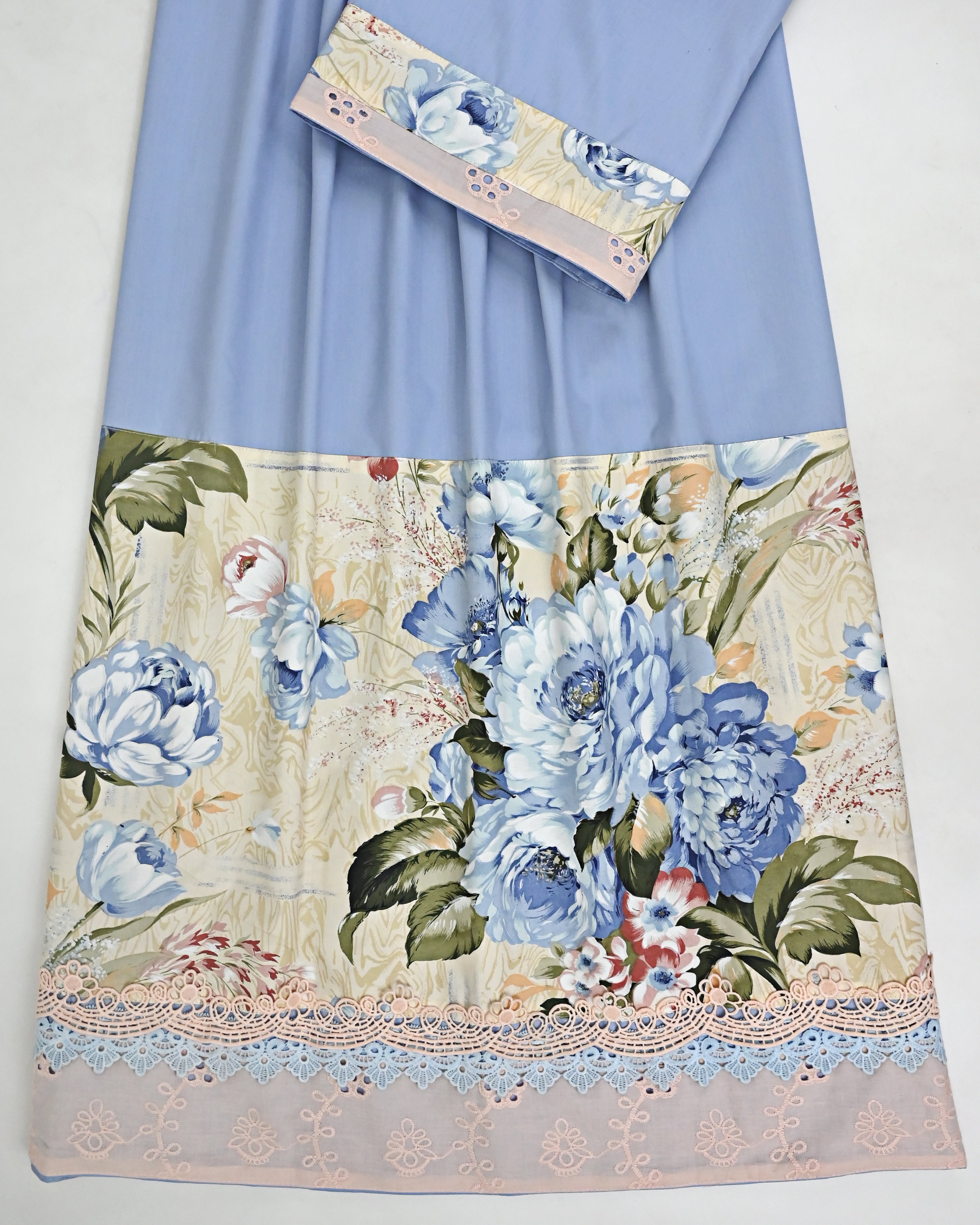 Sky Blue Rida With Smart Imported Floral Print & Smart Lacing