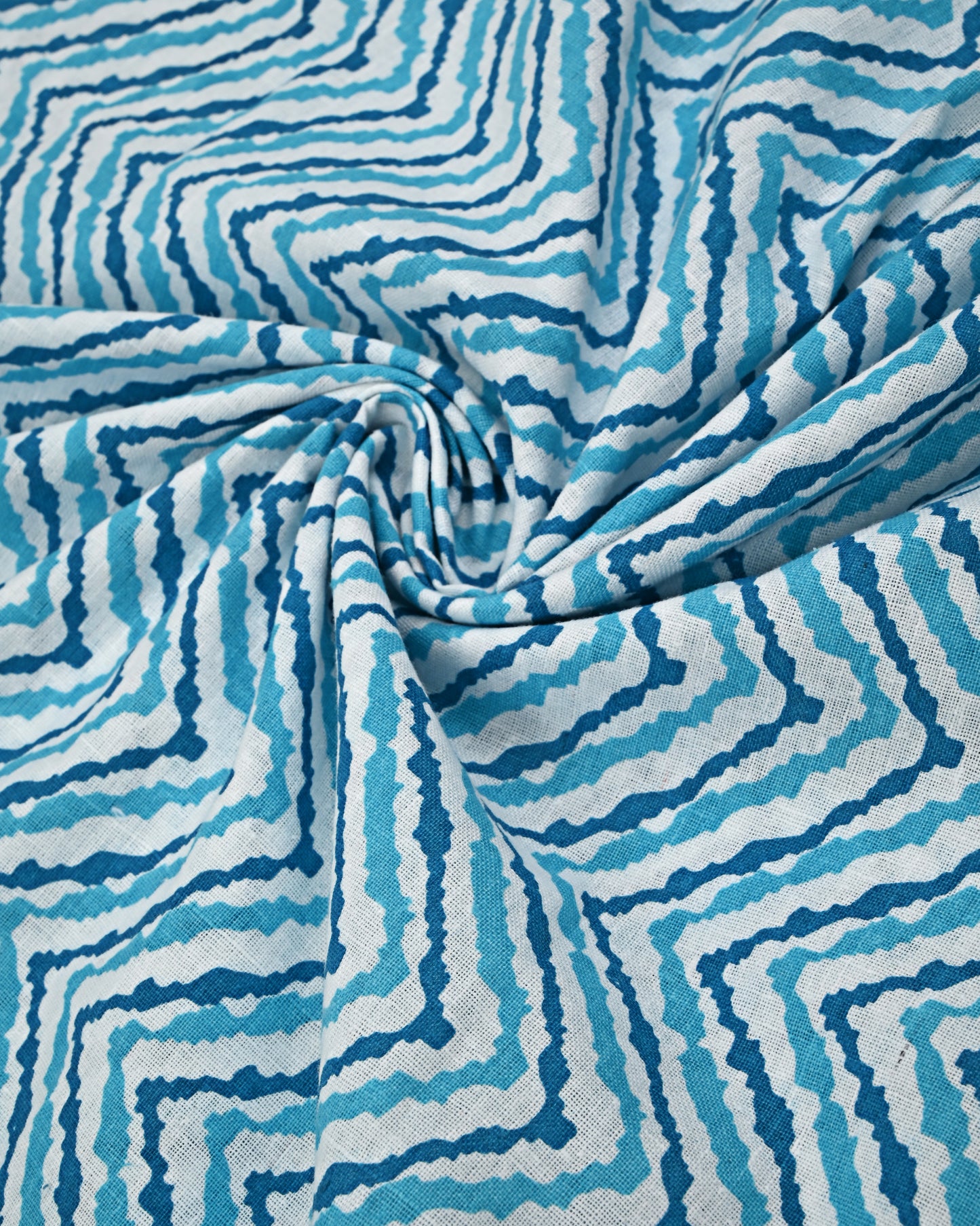 Teal Green Batik Chevron Print With Smart Batik Panel & Lace